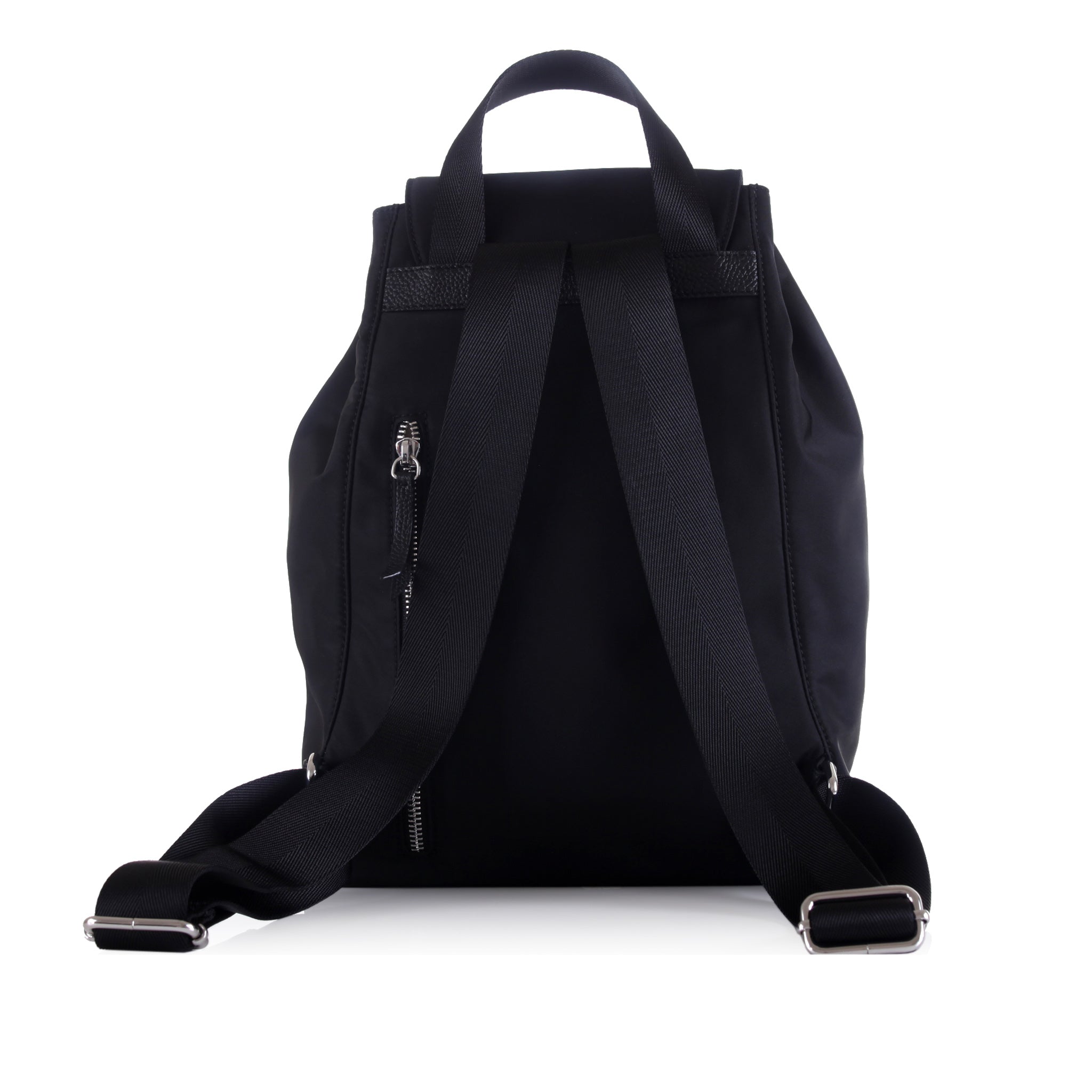 Leather-Embelished Bucket Backpack
